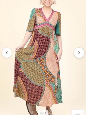 BA&SH Patchwork Fanta V-Neck Maxi Dress - XS
